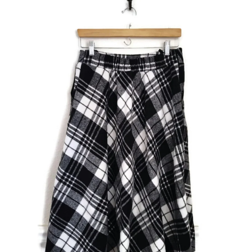 Black And White Plaid Skater Rockabilly   50's Skirt Pockets Size Medium - Picture 4 of 5